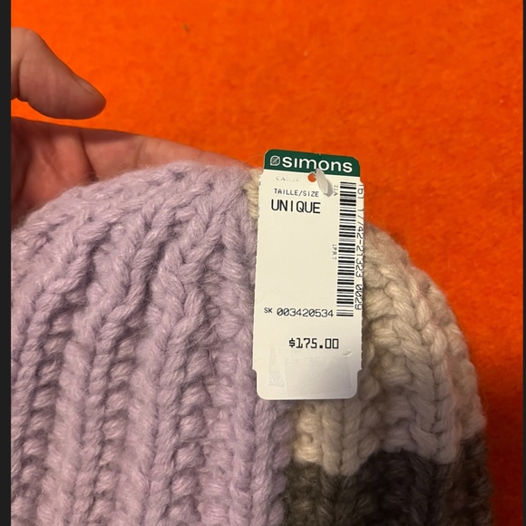 About The Tower merino wool blend brown and lilac unisex wide rib tuque NWT - Picture 5 of 9